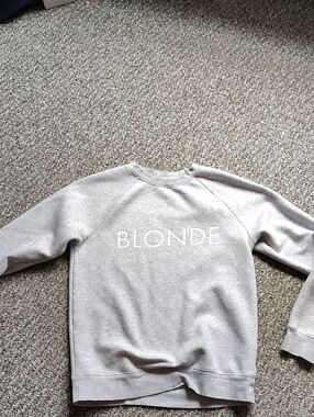 Brunette The Label 'BLONDE' Crewneck Sweater - Light Gray